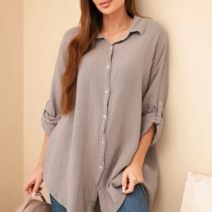 Medvilniniai muslino marškiniai Plus Size fango