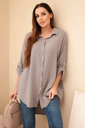 Medvilniniai muslino marškiniai Plus Size fango