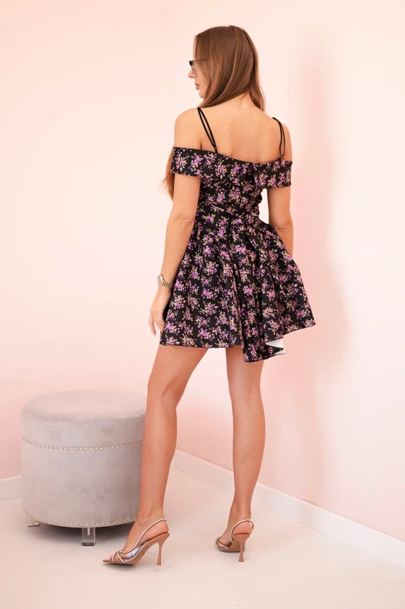 31629_2 Moteriška gėlėta suknelė plikais pečiais + - Image 3