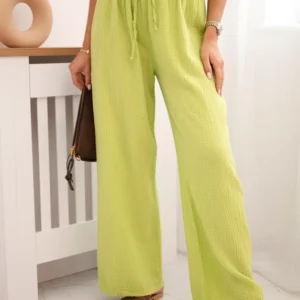 Muslino kelnės su plačia klešne kivi