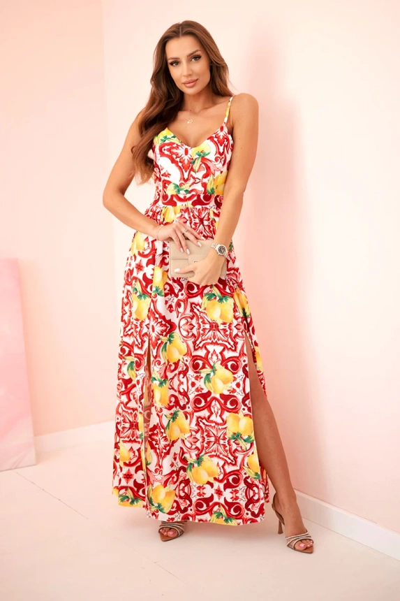 31729_1 Moteriška maxi suknelė su dirželiais su spauda - Image 2