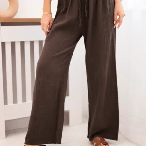 Muslino kelnės su plačia klešne