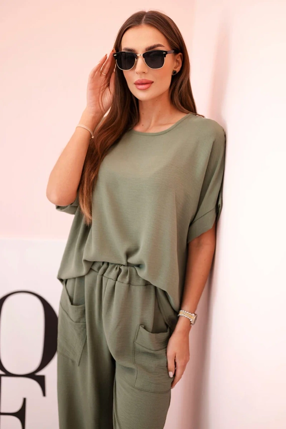 31812_3 Viskozės palaidinės ir kelnių Helles Khaki - Image 2