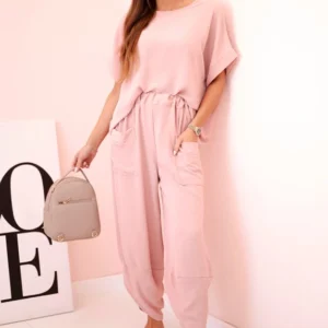 Viskozės palaidinės ir kelnių tamsiai miltelių