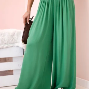 Moteriškos plačios viskozės kelnės su elastine juosmens juosta