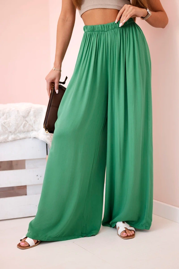 31828_3 Moteriškos plačios viskozės kelnės su elastine juosmens juosta