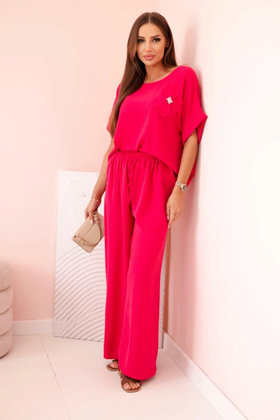 31917_1 Moteriškas iš viskozės su dekoratyviniu gėlių raštu ir platėjančiomis kelnėmis - Image 2