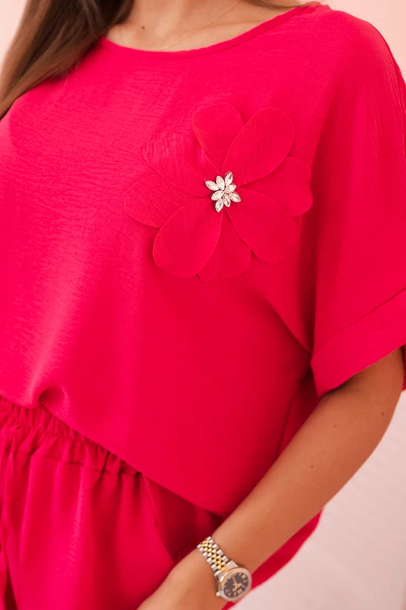 31917_4 Moteriškas iš viskozės su dekoratyviniu gėlių raštu ir platėjančiomis kelnėmis - Image 4