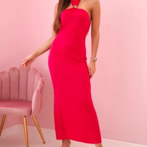 Moteriška suknelė su strappy atspaudu su kaklaraiščiu