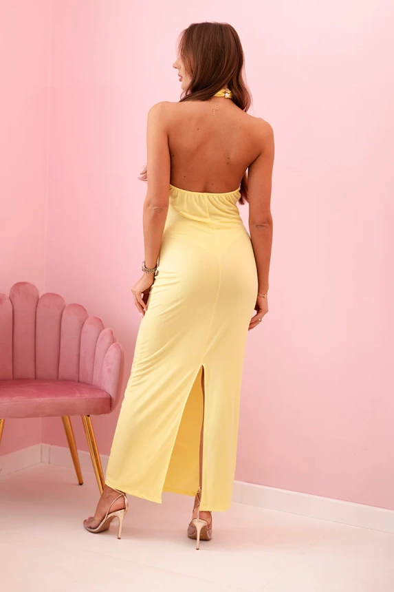 31943_2 Moteriška maxi suknelė su atvira nugara ir raukiniais - Image 3