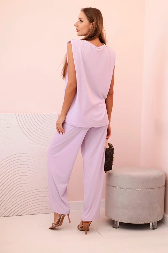 31980_3 Moteriškas iš viskozės be rankovių ir tiesiomis kelnėmis šviesiai - Image 3