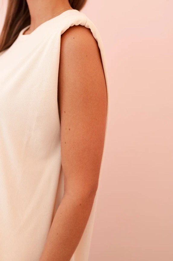 31985_3 Moteriškas iš viskozės be rankovių ir tiesiomis kelnėmis šviesiai smėlio - Image 4