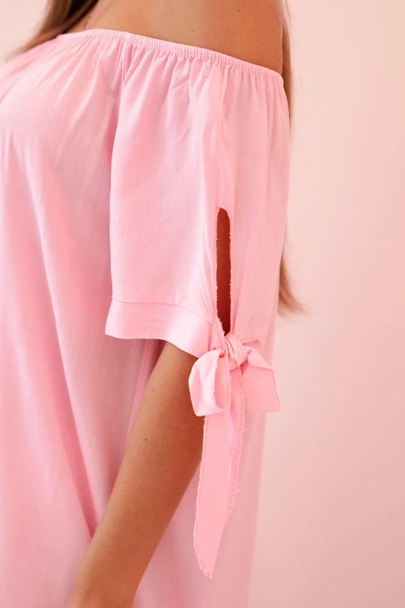 32030_4 Moteriška viskozinė suknelė su raišteliais ant rankovių, saldainių - Image 4