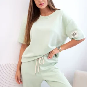 Moteriškas viskozės trumpomis rankovėmis ir kelnėmis lengvas