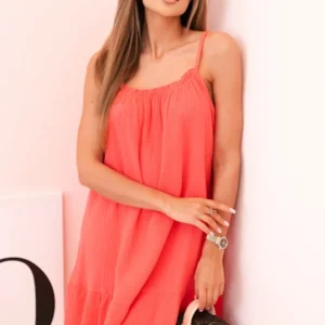 Moteriška muslino suknelė su dirželiais ir maivymasis avietė