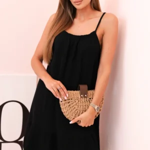 Moteriška muslino suknelė su dirželiais ir maivymasis