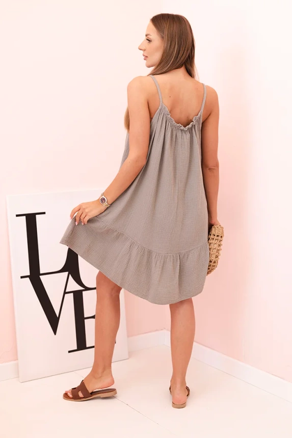 32177_2 Moteriška muslino suknelė su dirželiais ir maivymasis fango - Image 3