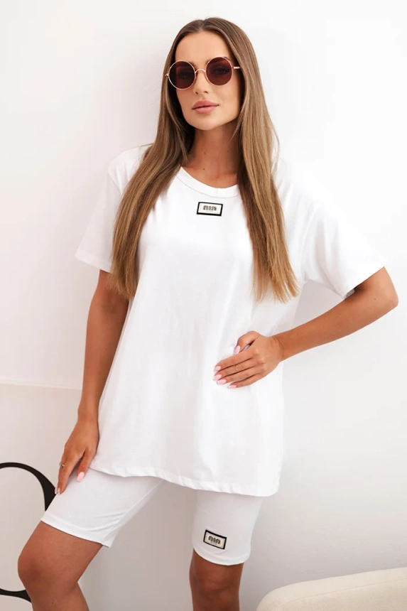 32189_4 Moteriškas medvilninis trumpomis rankovėmis ir šortais - Image 2