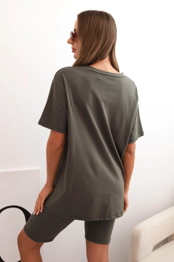 32192_2 Moteriškas medvilninis trumpomis rankovėmis ir šortais - Image 3