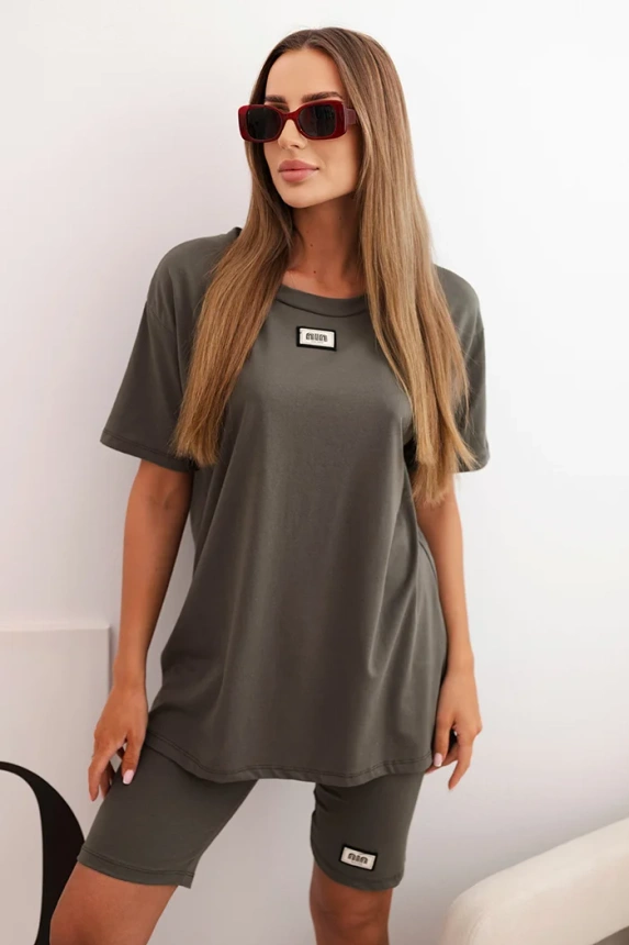 32192_4 Moteriškas medvilninis trumpomis rankovėmis ir šortais - Image 2