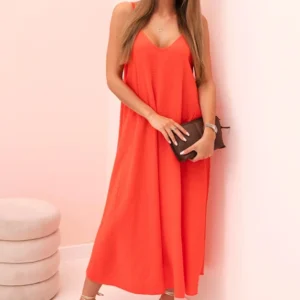 Muslino suknelė su dirželiais avietė