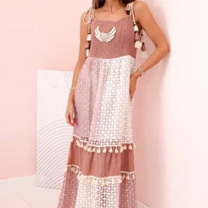 Moteriška boho suknelė su dirželiais kupranugaris