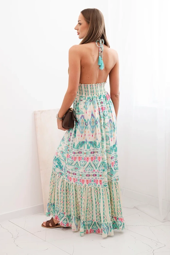 32394_2 Moteriška viskozės suknelė su dirželiais su gilia iškirpte - Image 3