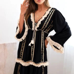 Moteriška boho suknelė su nėriniais