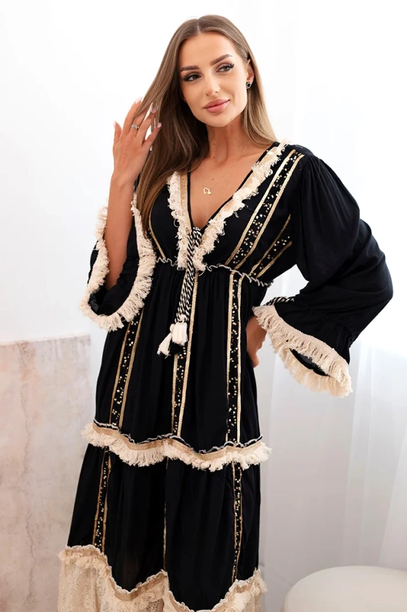 32398_3 Moteriška boho suknelė su nėriniais