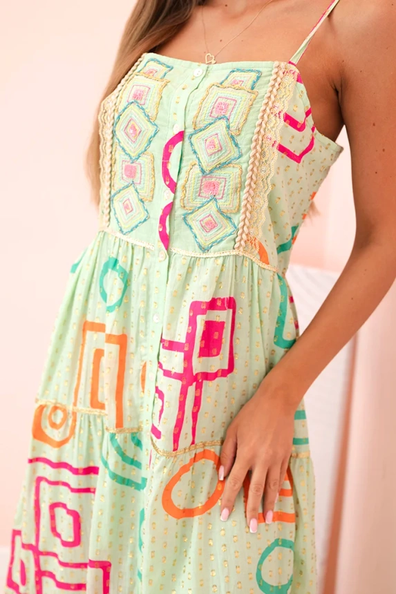 32409_3 Moteriška medvilninė suknelė su spalvingu modeliu - Image 3