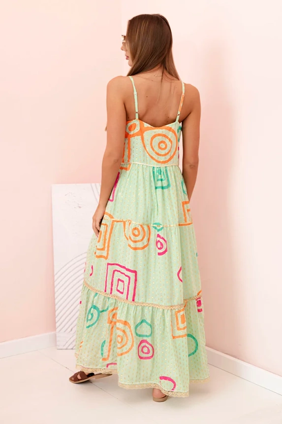 32409_4 Moteriška medvilninė suknelė su spalvingu modeliu - Image 4