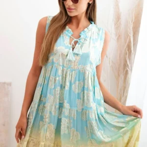 Moteriška viskozės suknelė be rankovių