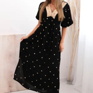 Moteriška viskozės suknelė su kaklaraiščiu ant nugaros