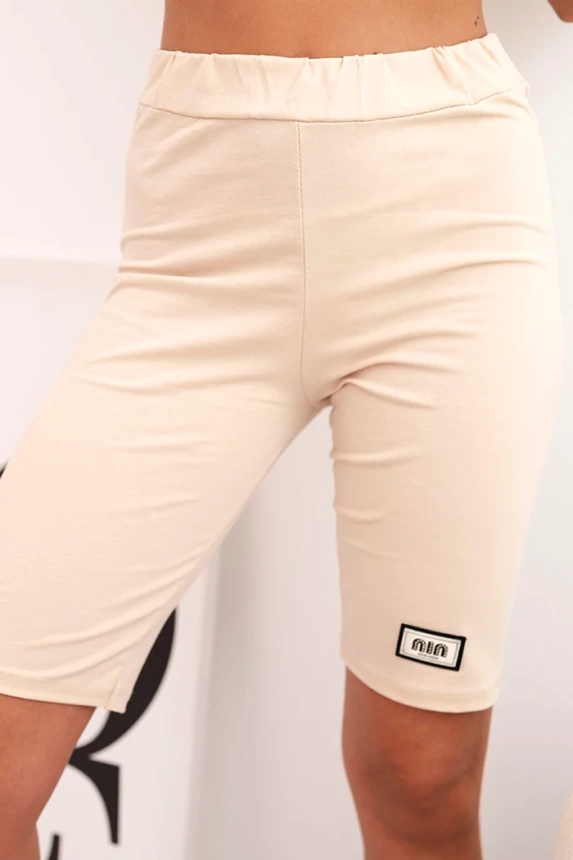 32459_4 Moteriškas medvilninis trumpomis rankovėmis ir šortais smėlio - Image 4