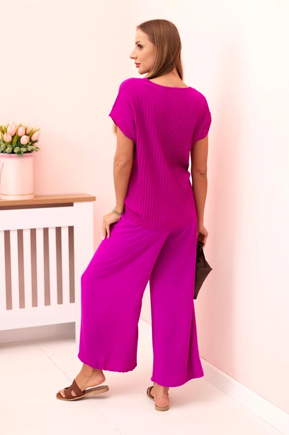 32463_3 Viskozės klostuota palaidinė + kelnės tamsiai - Image 4