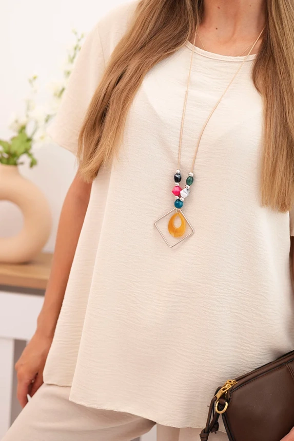 32478_3 Moteriškas su laisva palaidine ir plačiomis kelnėmis smėlio - Image 4