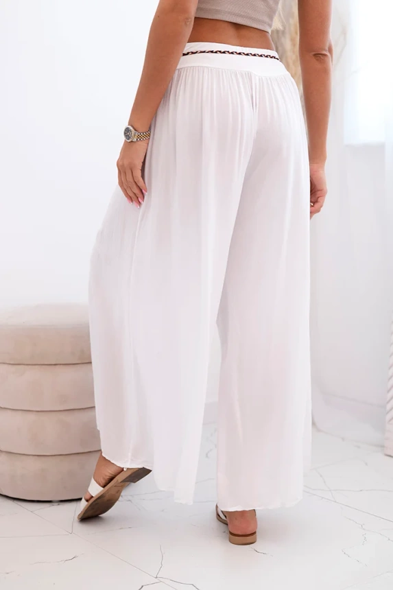 32504_4 Moteriškos plačios kojos viskozės kelnės - Image 4
