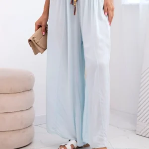 Moteriškos plačios kojos viskozės kelnės