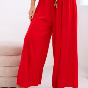 Moteriškos plačios kojos viskozės kelnės