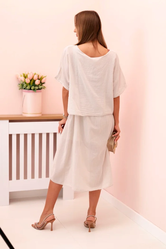 32528_2 Moteriška medvilninė suknelė su laisvu prigludimu smėlio - Image 3