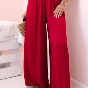 Moteriškos plačios viskozės kelnės su elastine juosmens juosta