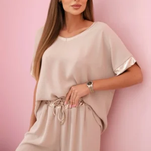 Viskozės su apvadu tamsiai smėlio