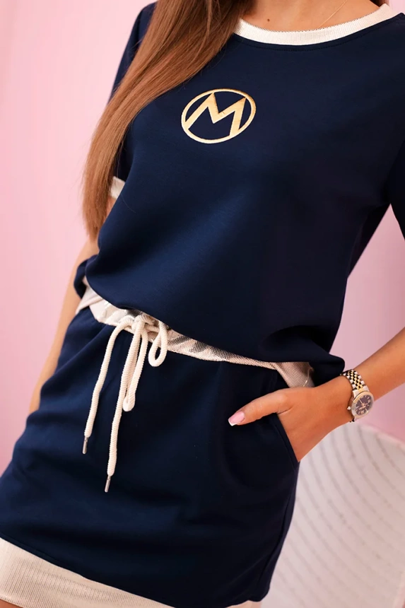 32574_4 Moteriškas viskozės su trumpomis rankovėmis ir sijonu tamsiai - Image 4