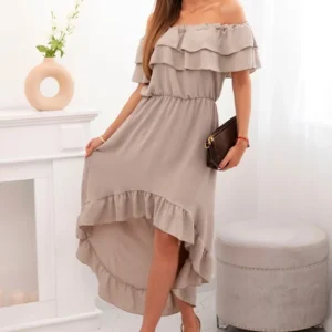 Moteriška suknelė nuo pečių su ilgesne nugara fango