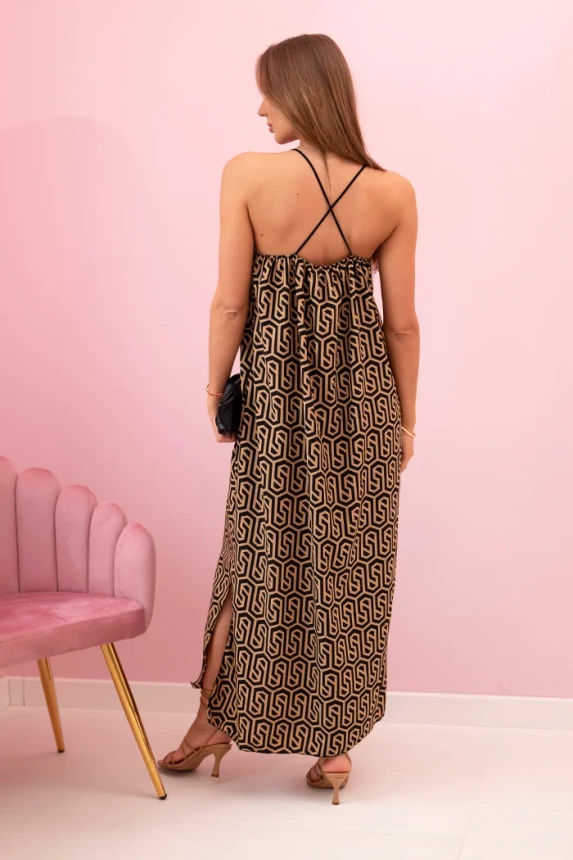 32706_2 Moteriška suknelė su dirželiais su šešiakampiu modeliu kupranugaris - Image 3