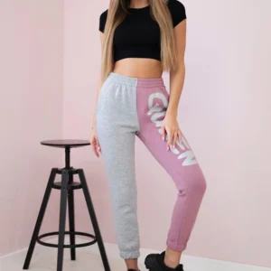 Moteriškos sportinės kelnės su užrašu QUEEN tamsiai