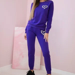 Moteriškas medvilnės su dekoratyvine širdimi tamsiai