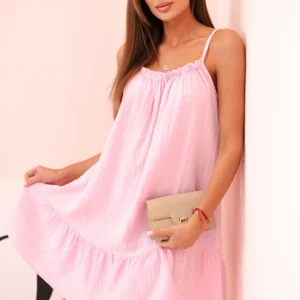 Moteriška muslino suknelė su dirželiais ir maivymasis saldainiai