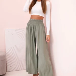 Moteriškos viskozės kelnės su elastine juosmens juosta
