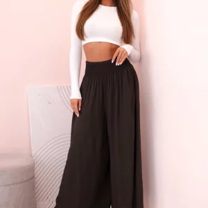 Moteriškos viskozės kelnės su elastine juosmens juosta